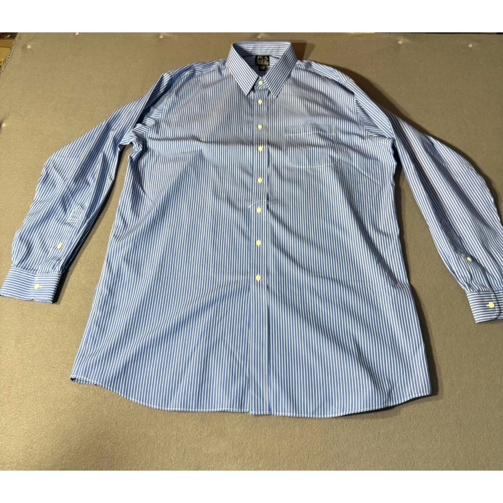 Jos A Bank Blue Striped Shirt Big Tall Traveler 17 - 37 New w/ Small Flaw